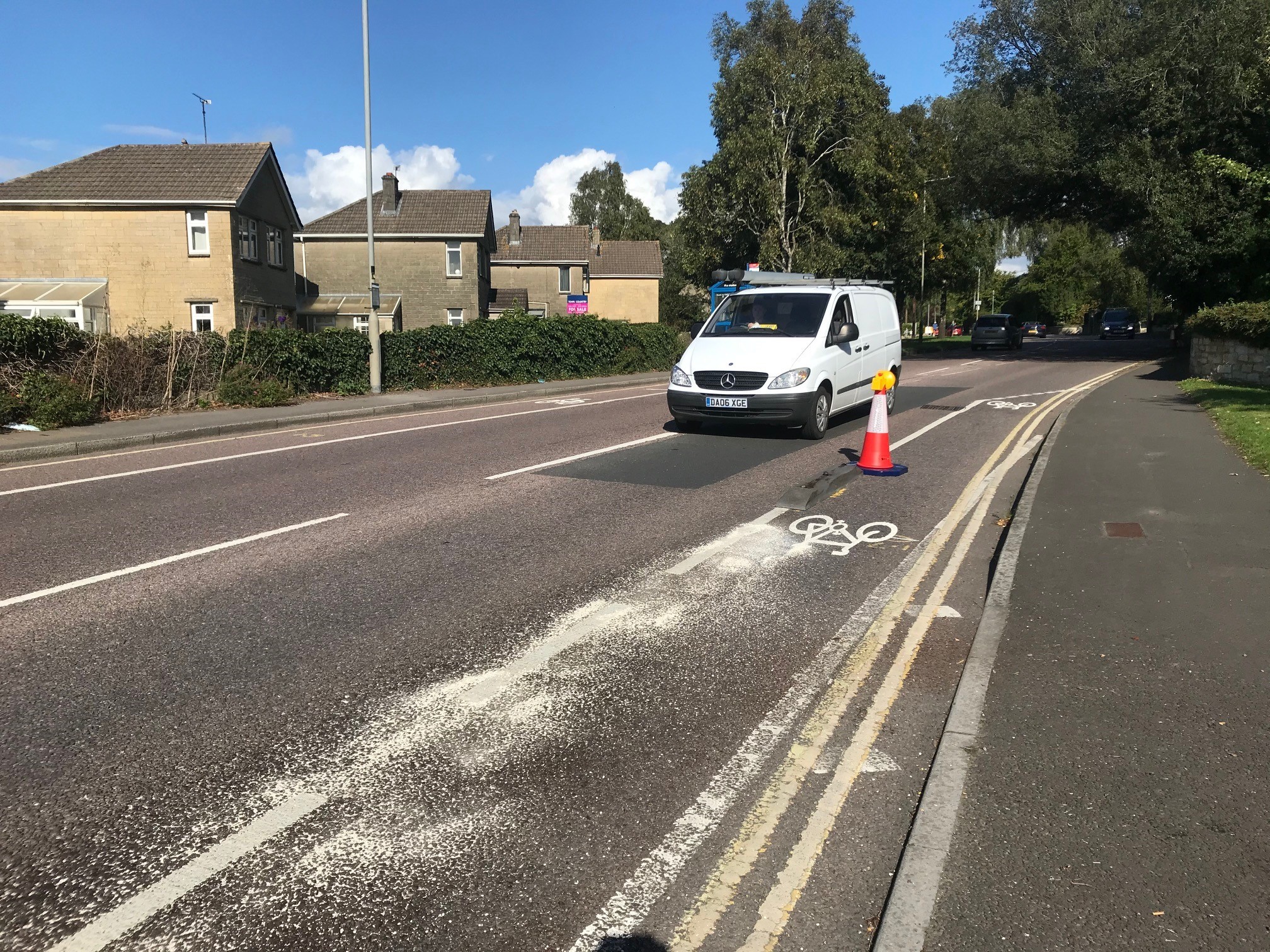 a cycle lane with a solid white line